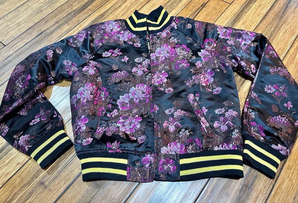 Sive Jungle Floral Brocade Bomber Jacket Size L